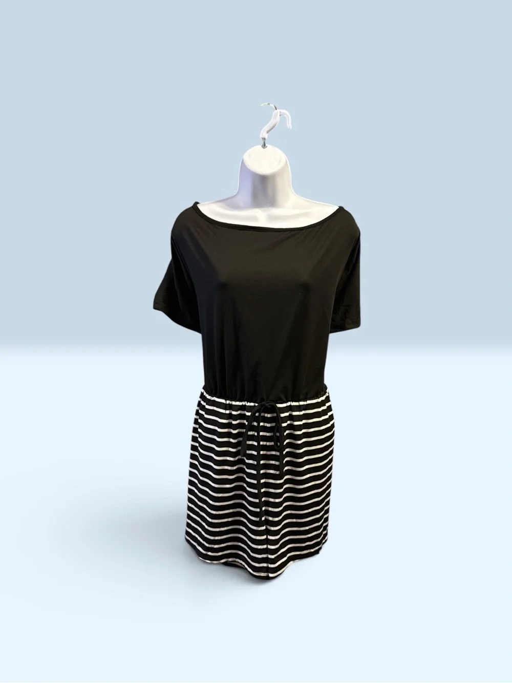 Women's Black Boatneck Short Sleeve romper - Classic Casual NWOT